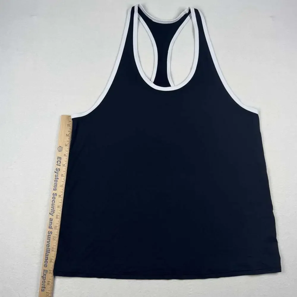 Alo Yoga Black and White Contrast Trim Racerback Tank Top